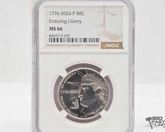 1594  2026P Enduring Liberty Half Dollar NGC MS66  250th Anniversary