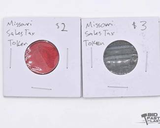 1757  2 Missouri Sales Tax Tokens in HandLabeled 2x2Style Holders