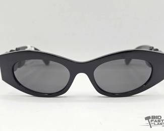1807  Versace Womens Sunglasses, Glossy Black Oval CatEye, Medusa Temples