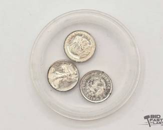 602  3 Silver Micro Coin Replicas, .999 Silver 1.4g