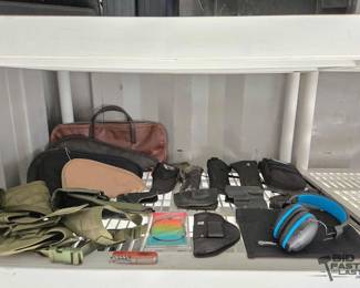 2866  Soft Pistol Cases, Brown Zippered Case  BlueGray Earmuffs