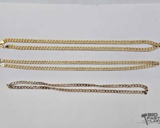 1000  Three Curb Link Chain Necklaces, YellowTone, Offered as Gold Plated