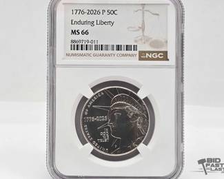 1595  2026 P Enduring Liberty Half Dollar NGC MS66  250th Anniversary