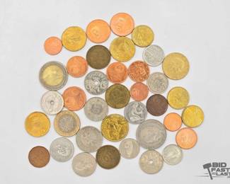 1718  Mixed Foreign Coin Lot Norway Krone, German Pfennig, Euro, Canada Cent
