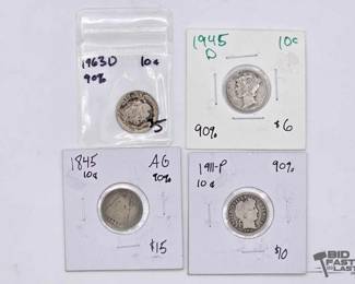 1399  4 Silver Mixed U.S Dimes