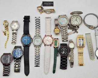 1158  Bulk Watch Lot Nixon, George Diamond, Elgin, Armitron  More Pocket Watch
