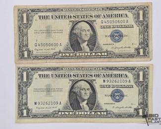 1506  2 Series 1957 A $1 Silver Certificates, Blue Seal, Dillon Signature