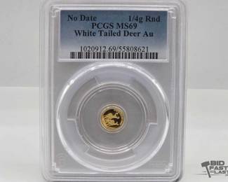 558  PCGS MS69 White Tailed Deer Au 14g Gold Piece, No Date