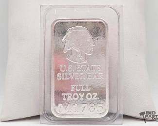 599  U.S. State Silver Bar, 1 Troy Oz, .999 Silver