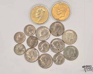 1615  Mixed Eisenhower, Kennddy Half Dollars and Quarters
