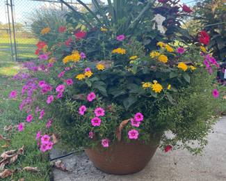 4 Brown Planters with Flowers $45 each