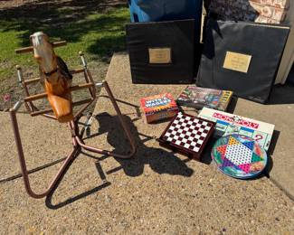 Vintage Bounce Horse games and old Dallas surgery books