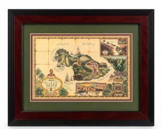 75 VintageHawaiianIslandofMauiFramedIllustratedMap