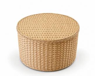 17 VintageRoundWovenWickerOttomanCoffeeTable