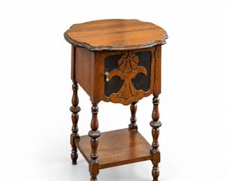 78 Antique1920sWoodSmokingStandHumidorCabinet