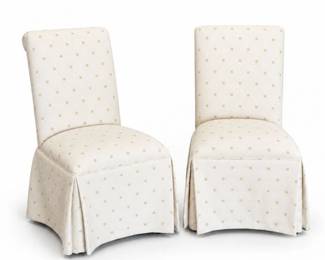 53 PairofUpholsteredSkirtedDiningSideChairs