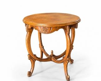 27 VintageLouisXVCarvedRoundWoodAccentTable