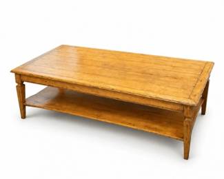 68 VintageFarmhouseWoodCoffeeTableWithLowerShelf