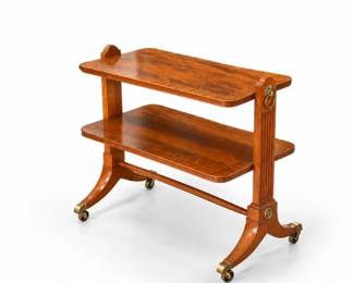 23 BakerRegencyBandedFlameMahoganyTwoTierTable