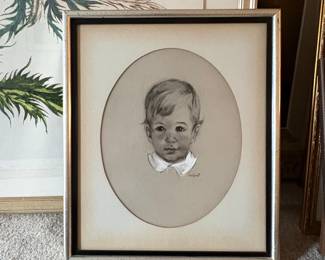 Jan Scott Signed Charcoal and Pastel Child Portrait