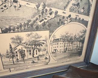 1887 Bird's Eye View Print of Pennington, New Jersey