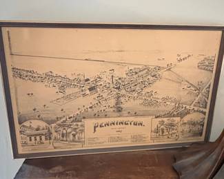 1887 Bird's Eye View Print of Pennington, New Jersey