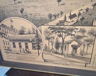 1887 Bird's Eye View Print of Pennington, New Jersey