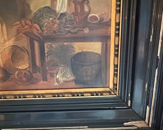 Vintage Dutch-Style Kitchen Interior Oil Painting
