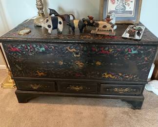 Hand-Painted Folk Art Style Blanket Chest