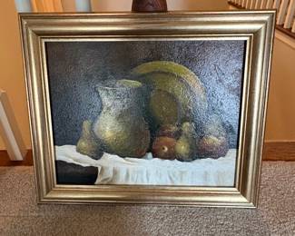 Brass & Fruit Still Life Painting by SBC
