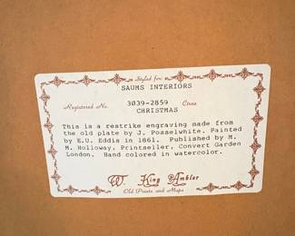 Christmas by E.U. Eddis Restrike Engraving