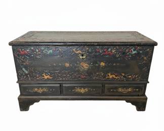 Hand-Painted Folk Art Style Blanket Chest