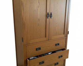 Mission Style Oak Entertainment Armoire