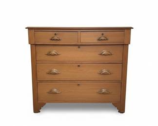 Antique Oak Chest of Drawers with Leaf Pulls second image