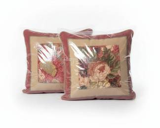 Set of Two Decorative Floral Accent Pillows