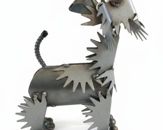 Yardbirds Recycled Metal Dog Sculpture