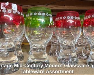 Vintage MidCentury Modern Glassware and Tableware Assortment