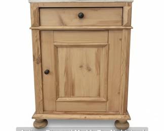 Antique Pine and Marble Top Nightstand