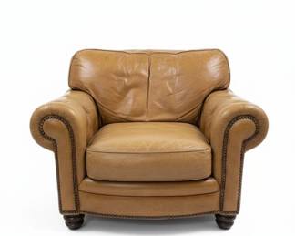 Leather Chesterfield Club Chair and Ottoman