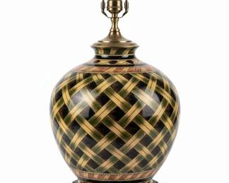 Decorative Ceramic Table Lamp with Woven Pattern second image