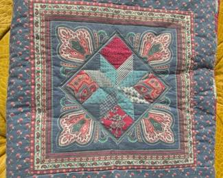 Vintage Patchwork Quilted Throw Pillow