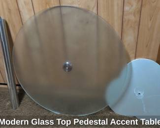 Modern Glass Top Pedestal Accent Table