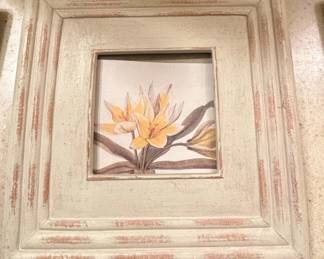 Set of Three Botanical Floral Prints in Distressed Frames second image