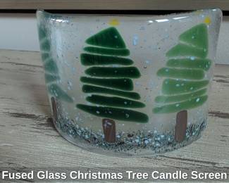 Fused Glass Christmas Tree Candle Screen
