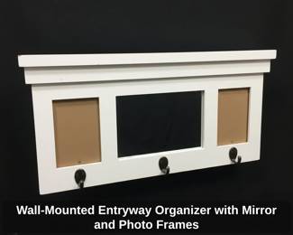 WallMounted Entryway Organizer with Mirror and Photo Frames
