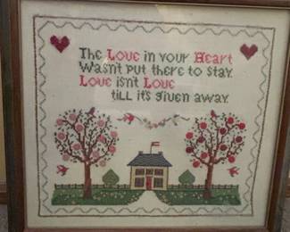 Vintage Framed CrossStitch Sampler
