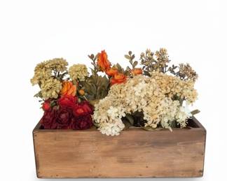 Rustic Wood Planter Box with Artificial Florals