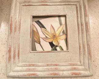 Set of Three Botanical Floral Prints in Distressed Frames third image