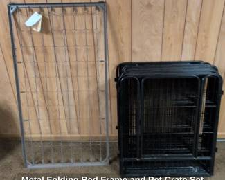 Metal Folding Bed Frame and Pet Crate Set