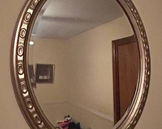 Oval Wall Mirror with Beaded Frame